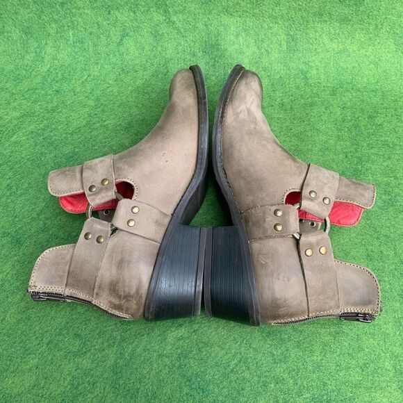 Ferrini 9 Gray Silver Crush Round Toe Ankle Boots Booties - Picture 9 of 10